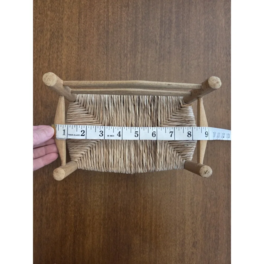 Miniature‎ Wicker Ladderback Bench Dolls 9x7x5 Cottage